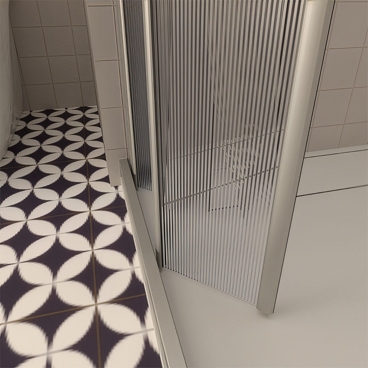 Detalle del tope de recogida de la mampara Maducha